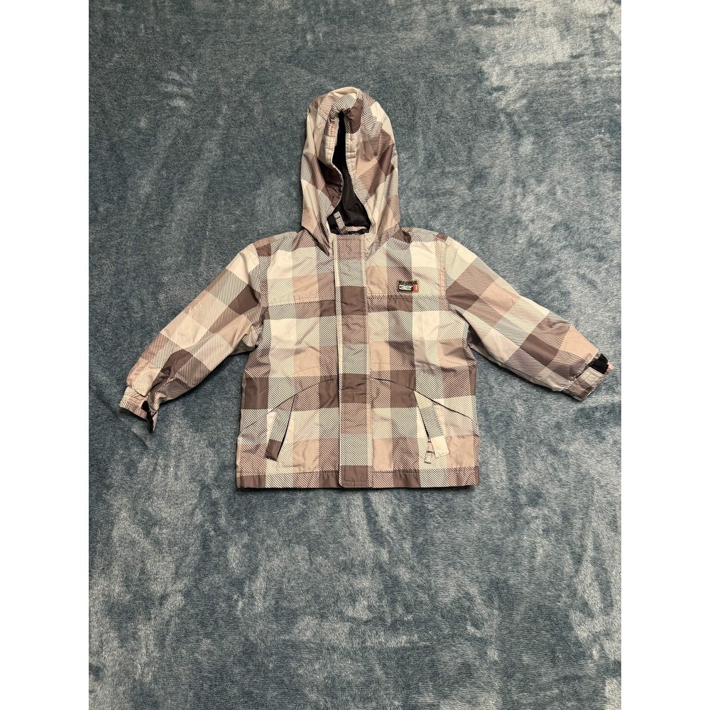 Weatherproof 32 Degrees Hooded Plaid Jacket 2T Boys Brown Beige Performance
